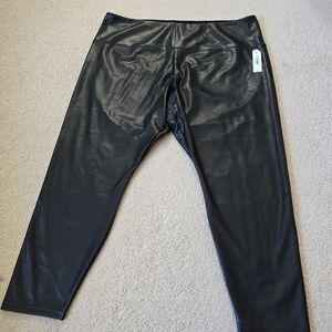 NWT Joe Fresh Faux Leather Leggings 3X Black High Rise Sleek Stretch Pants